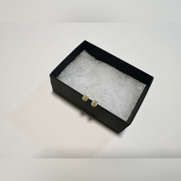 14K Earrings Yellow Topaz Earrings CZ Stud Earrings tiny gold earrings - Picture 2 of 9